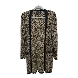 Rafaella Sports Luxury Leopard Print  Open Cardigan Medium Mob Wife Old Money